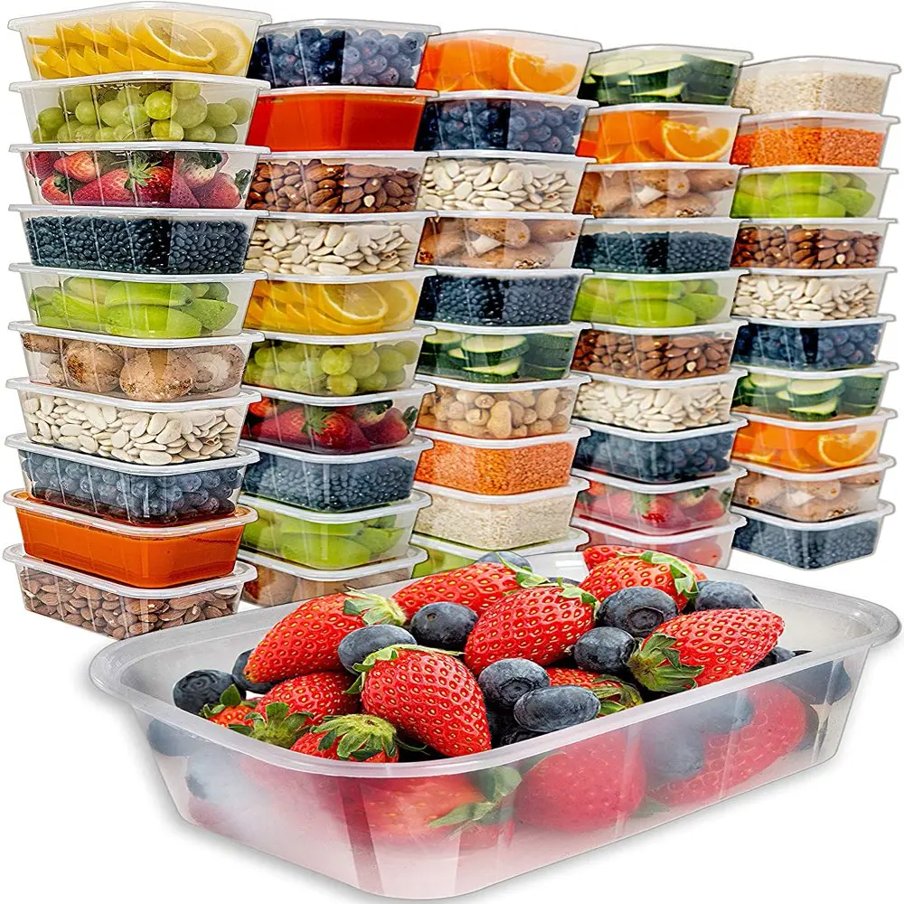 

Prep Naturals 100 Piece Food Storage Containers with Lids Plastic Meal Prep Containers Microwave Safe Freezer Safe and BPA Free