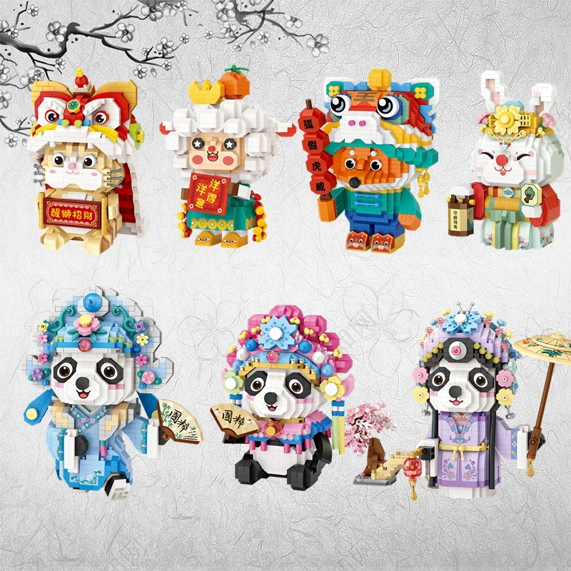 

1070pcs+ LOZ MINI Building Blocks creative Chinese Tradition Culture/spring festival/New Year's collection toys/Panda