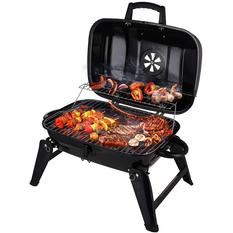 

18 Inch Charcoal BBQ Grill Portable Small Grills Smokers Folding Tabletop Grills, for Camping Patio Backyard Outdoor Cooking
