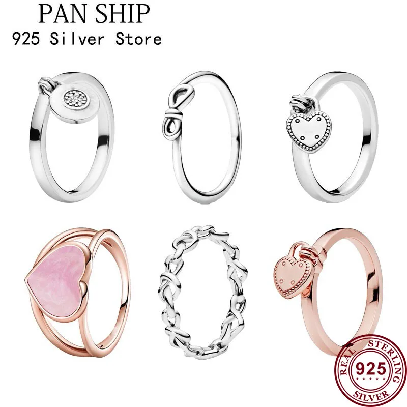 

Authentic 925 Sterling Silver Rose Gold Heart-shaped Padlock Ring Is Suitable For Women's Engagement Jewelry Anniversary
