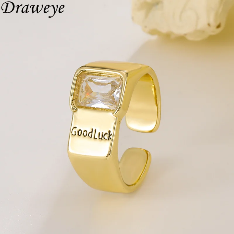 

Draweye Letters Rings for Women Geometric Simple Forefinger Korean Fashion Anillos Mujer Metal Ins New In Vintage Jewelry