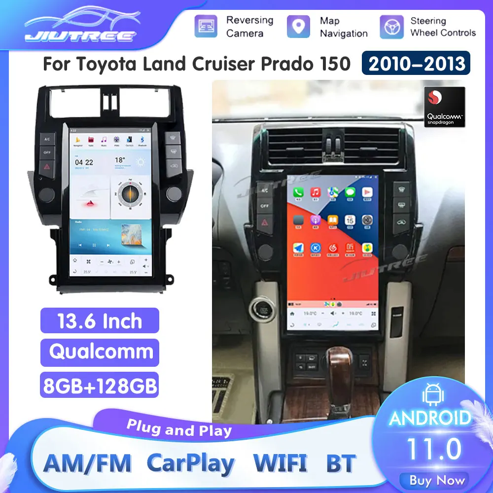 Android 11 для TOYOTA Land Cruiser Prado 150 2010 2011-2013 Автомобильный мультимедийный аудио стерео