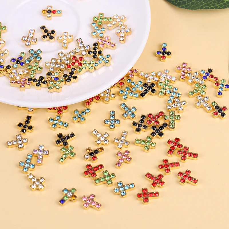 

20pcs Glitter Alloy Cross Nail Charms 3D Luxury Diamond Nails Rhinestones Punk Style Diamond Manicure Decoration Accessories