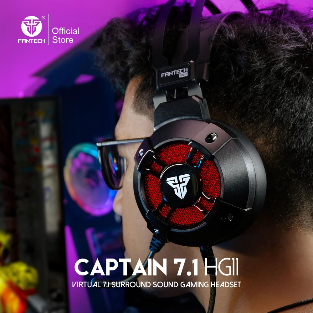 

Проводные Игровые наушники FANTECH CAPTAIN 7,1 HG11, USB, виртуальная гарнитура 7,1 SURROUND с HD микрофоном для любителей компьютерных игр