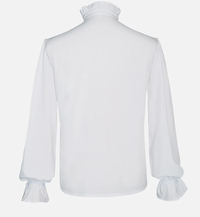 Parklees Retro Pirate Medieval Shirt Men Steampunk Victorian Halloween Cosplay Costume Male Stand Collar Long Sleeve Top Chemise