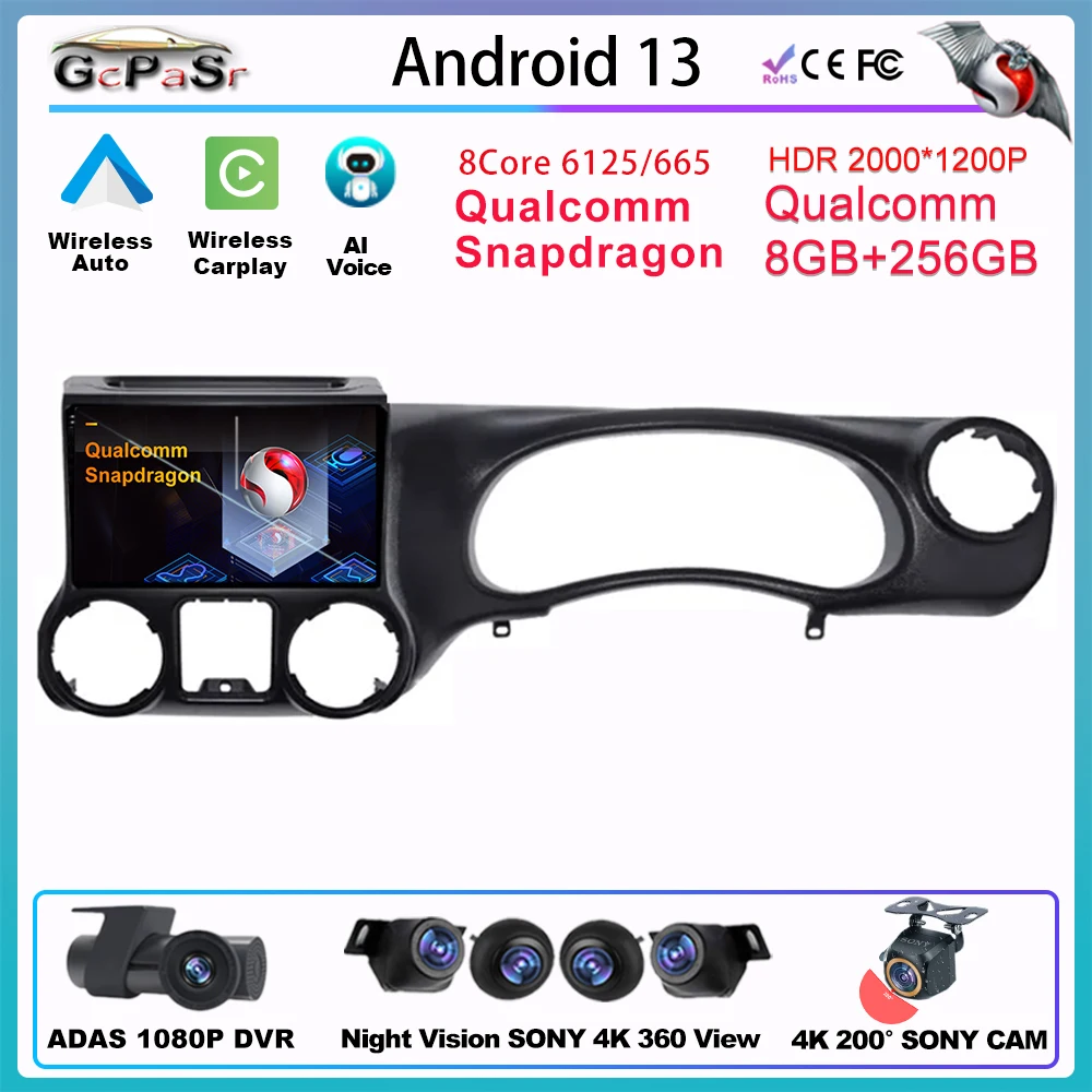 

Android Screen Carplay Radio For JEEP WRANGLER 3 JK 2011 - 2018 LHD/RHD Multimedia Receiver Camera Auto Wireless No 2 din Smart