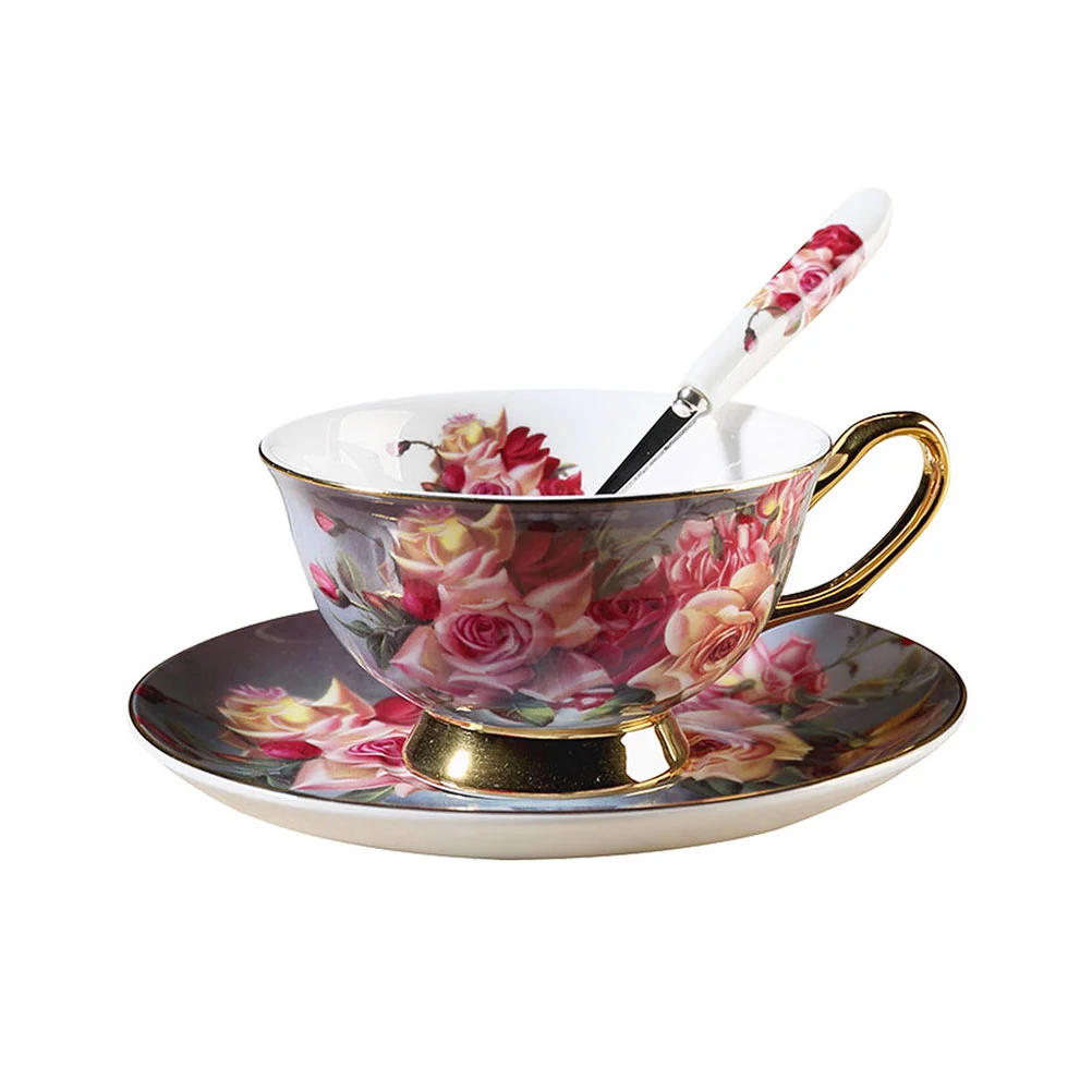 

Cup Tea Coffee Cups Set Mugs Saucer Mug Porcelain Ceramic Cappuccinochinawith Spoon Espresso Water Latte Bone Ceramics Vintage