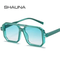 shauna retro square double bridges women sunglasses fashion candy colors clear gradient shades uv400 men rivets sun glasses