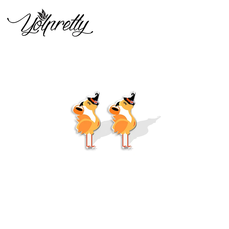 2022 Новое поступление модные Забавные милые серьги-гвоздики в виде фламинго птиц