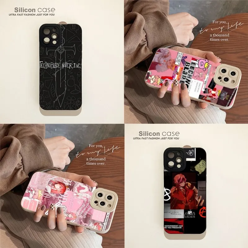 

Technoblade Blood God Phone Case For IPhone 14 13 11 12 Pro Max Mini X XR XS 7 8 Plus Hitomi Mobile Couple Cover