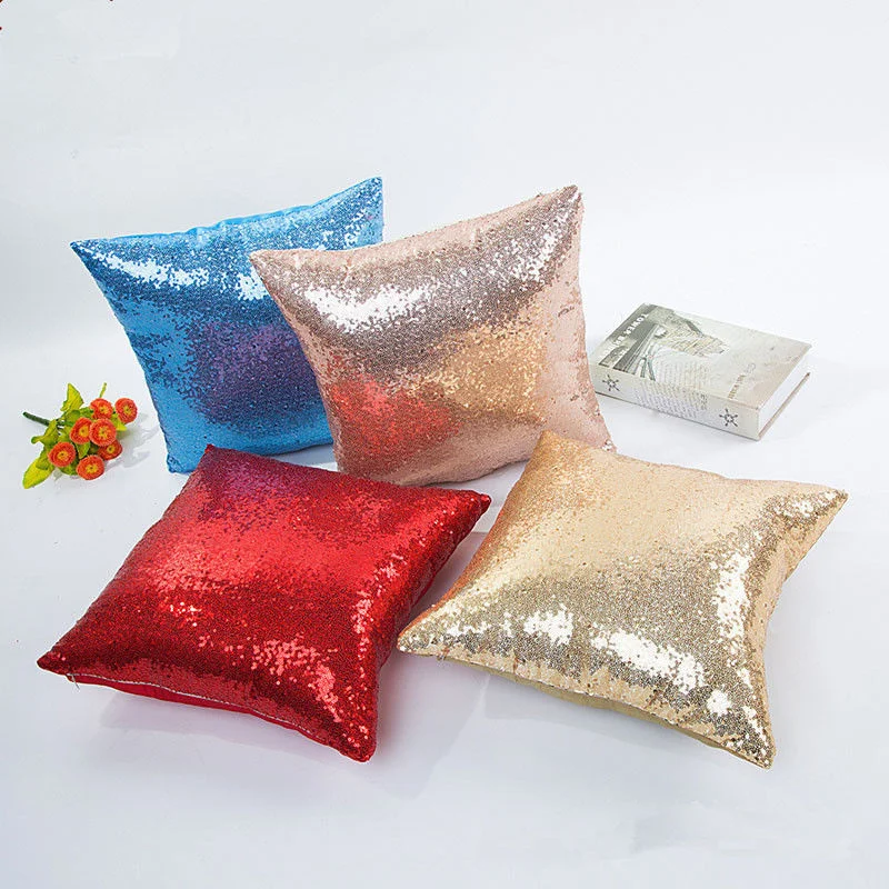 

Pillow Bling Color Sofa Solid Throw Glitter Case Silver Sequins Seat Cafe Home Decor Cushion Cover Decorative Pillows Cases