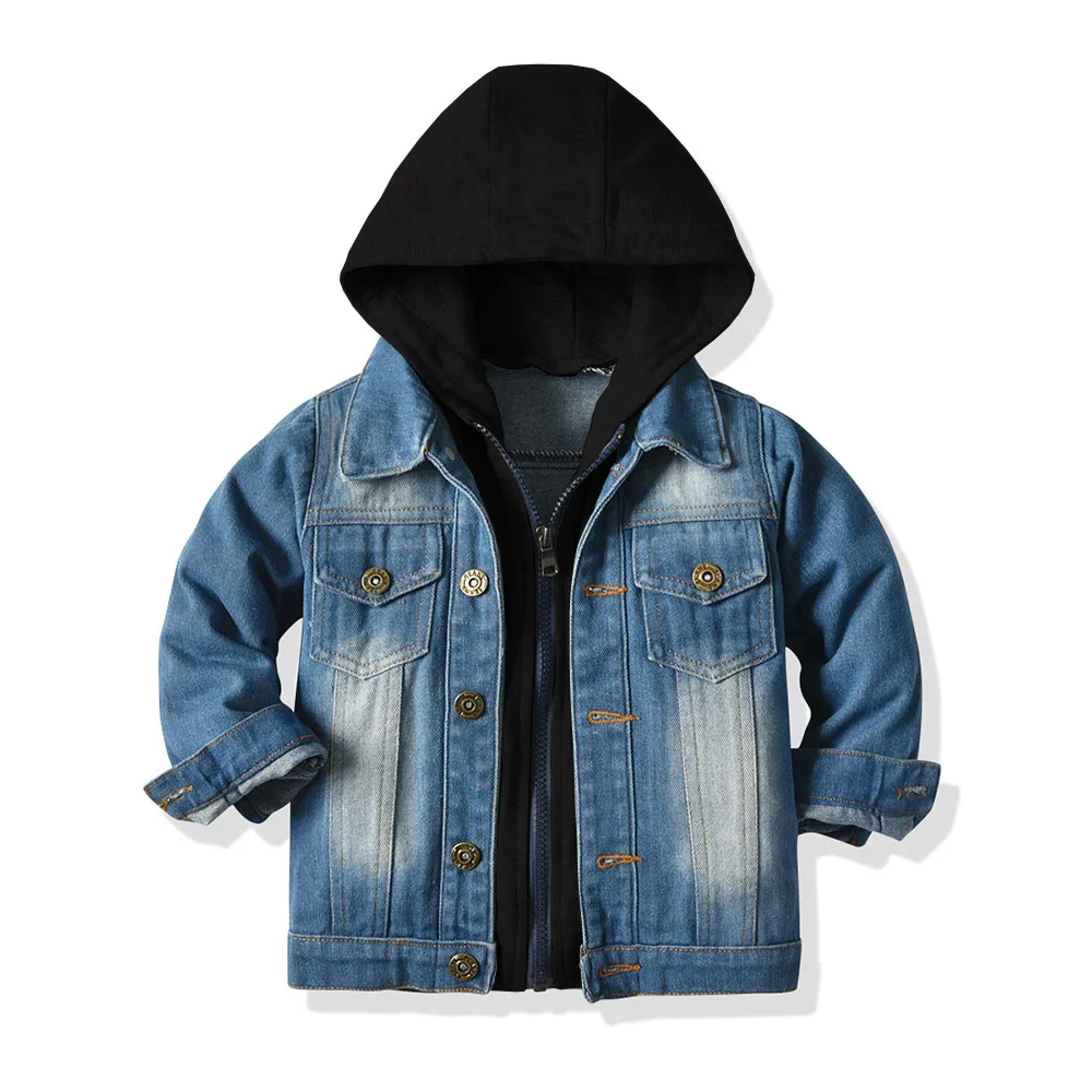 

Child Coat 2022 Spring / Fall Hooded Cowboy Coat Neutral Zipper Long Sleeve Jacket Children's Wear baby coats