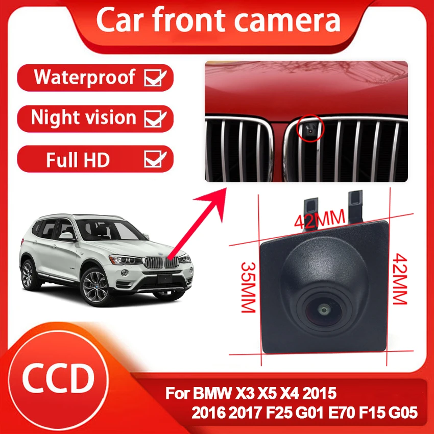 

170° AHD 1080P Auto Front View Camera For BMW X3 X5 X4 2015 2016 2017 F25 G01 E70 F15 G05 Night Vision HD Grille Camera