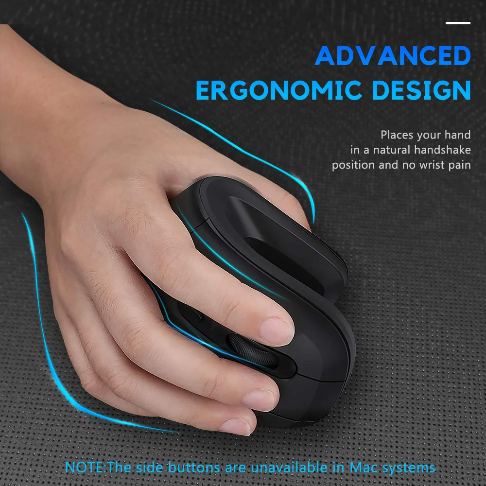 DAREU Ergonomic Vertical Wireless Mouse 2.4Ghz Optical Skin 6 Buttons Comfortable Gaming Mice with Adjustable DPI For Computer |