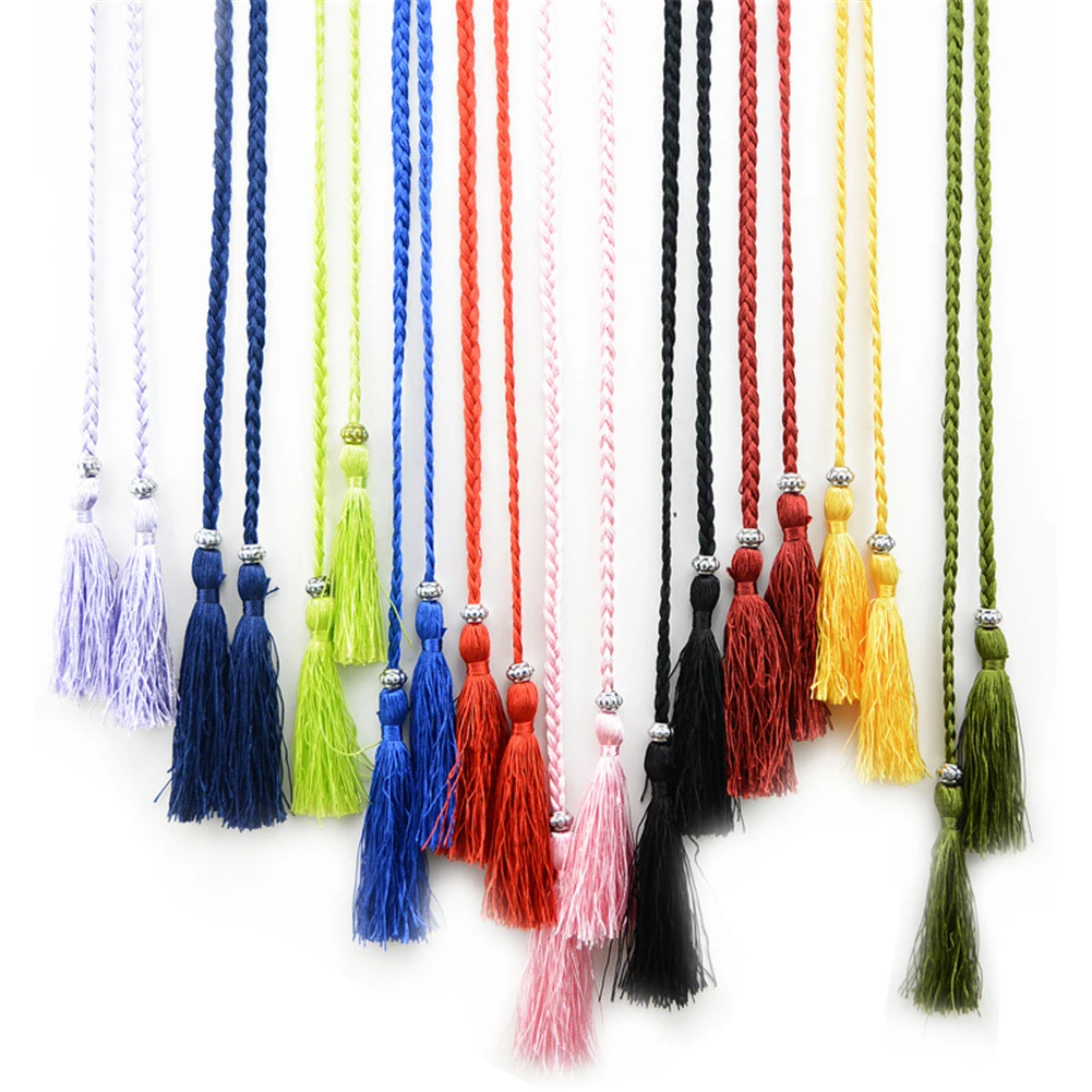 

2023 Chinese Braided Style Woven Tassel Belt Knot Decorated Waist Chain Boho Girls Waist Thin Rope Waistbands Dress Accessories