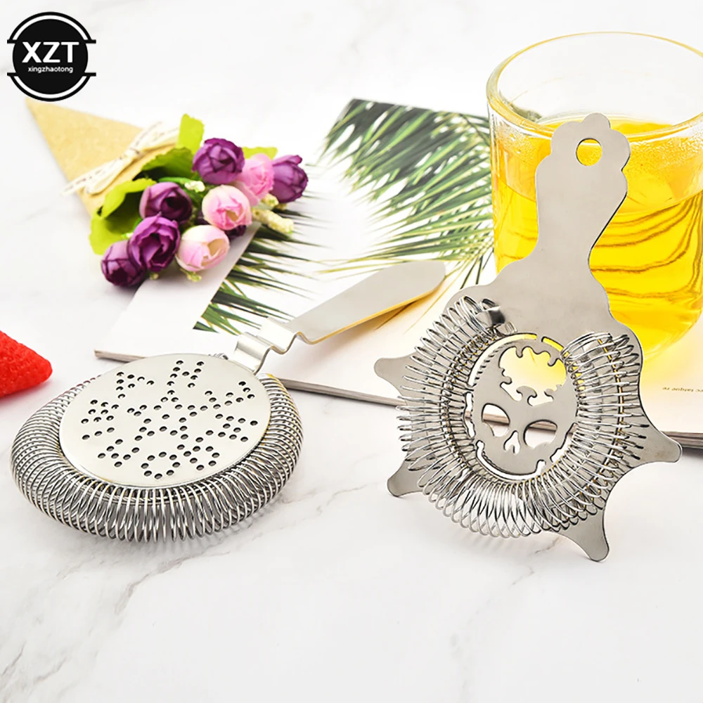 

Stainless Steel Ice Cube Strainer Cocktail Ice Separator Filter Skull Strainer Professional Bar Tools Kitchen Accessories