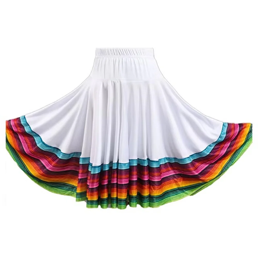 Фото 55-87 см женская юбка для танцев Folklorico, испанский фламенко, красочные длинные юбки с большими качелями, костюм для мексиканского народного танца №4