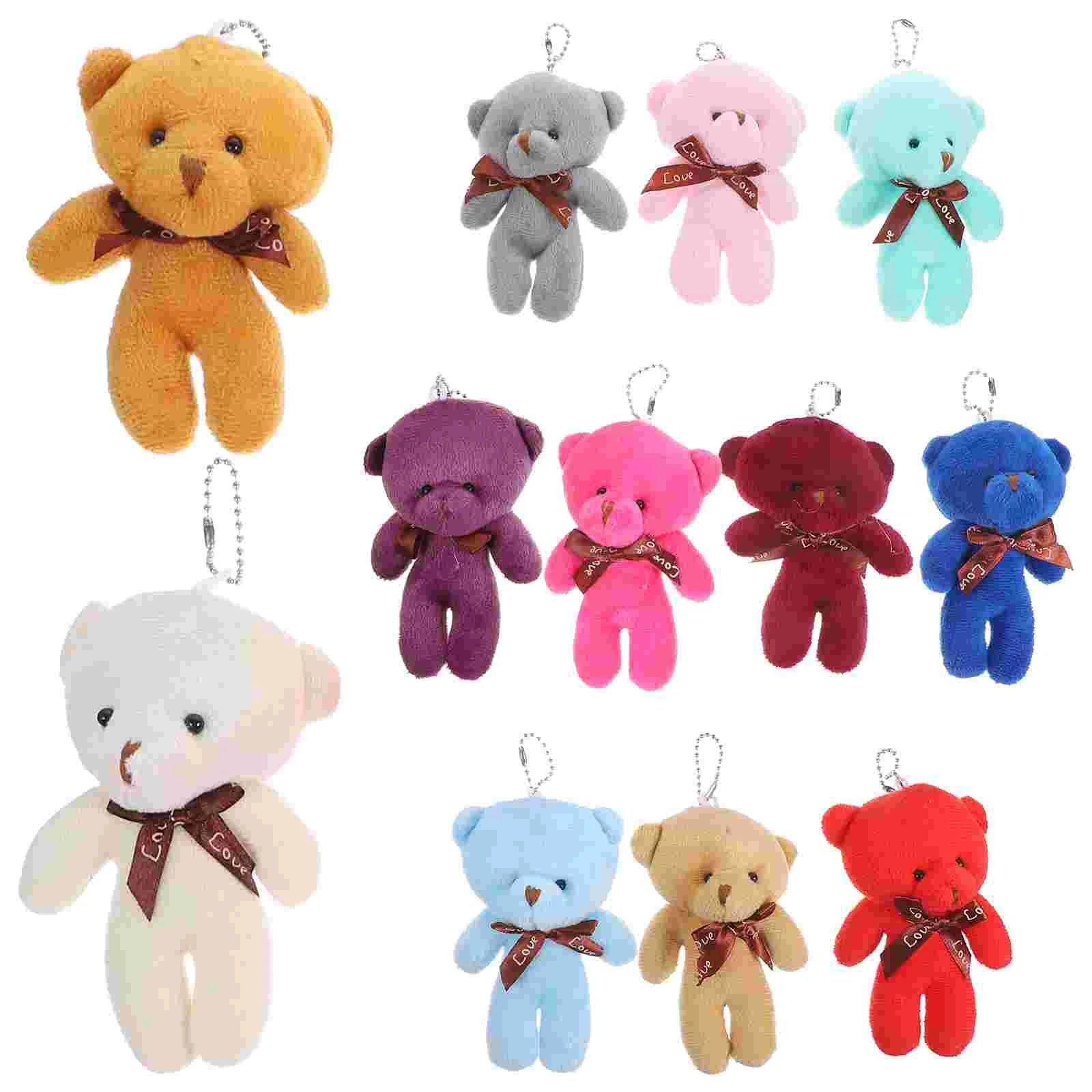 

12 Pcs Plush Bear Keychain Tiny Stuffed Animal Baby Filling Bag Charms Mini Bears Pp Cotton Toys Babies