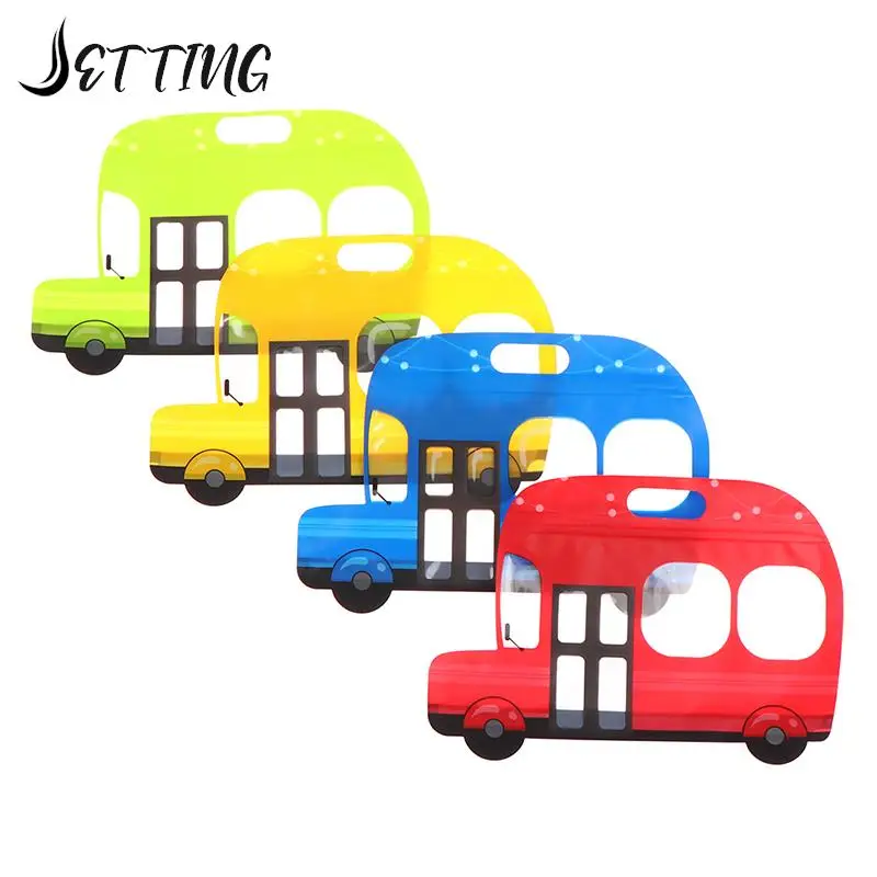 

5Pcs Cartoon Car Shape Candy Gift Bags Cookie Plastic Bags For Toys Snack Baking Package Bag Kids Birthday Party Supply