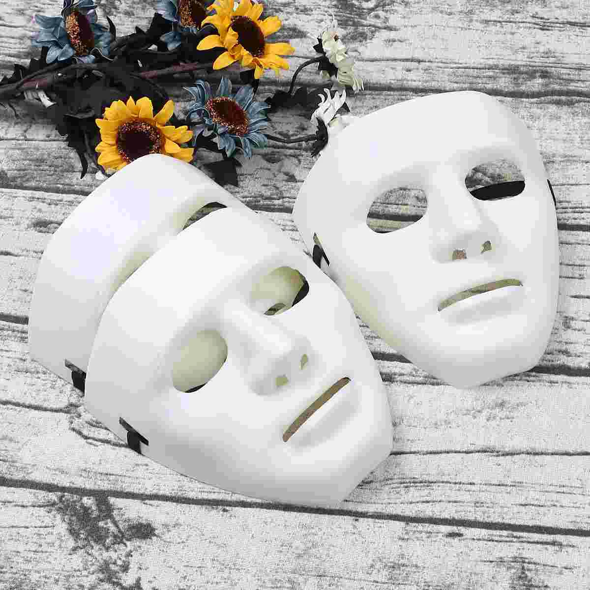 

5pcs White Street Dance Dancer Mask Plastic Cosplay Props Adult Costume Full Face Mask for Halloween Carnival Masquerade Party