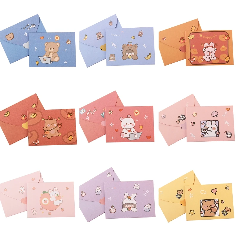 

Cute Thank You Card Envelope Greeting Card Lovely Cartoon Letter Writing Paper Invitation Card Birthday Wishes Postcard