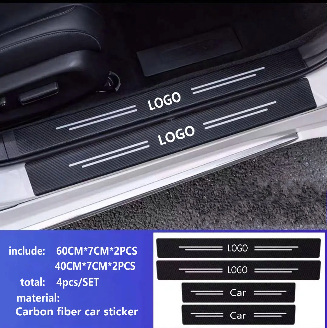

Car-Styling 4PCS Carbon Fiber Door Sill Carbon Fiber Sticker Decals For Honda City Odyssey CRV HRV Legend Jazz RR VTi Si