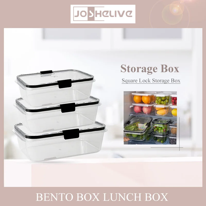 

Прозрачный квадратный контейнер для хранения в холодильнике, герметичный контейнер с замком для сохранения свежести, контейнер для ланча большой емкости для фруктов и овощей