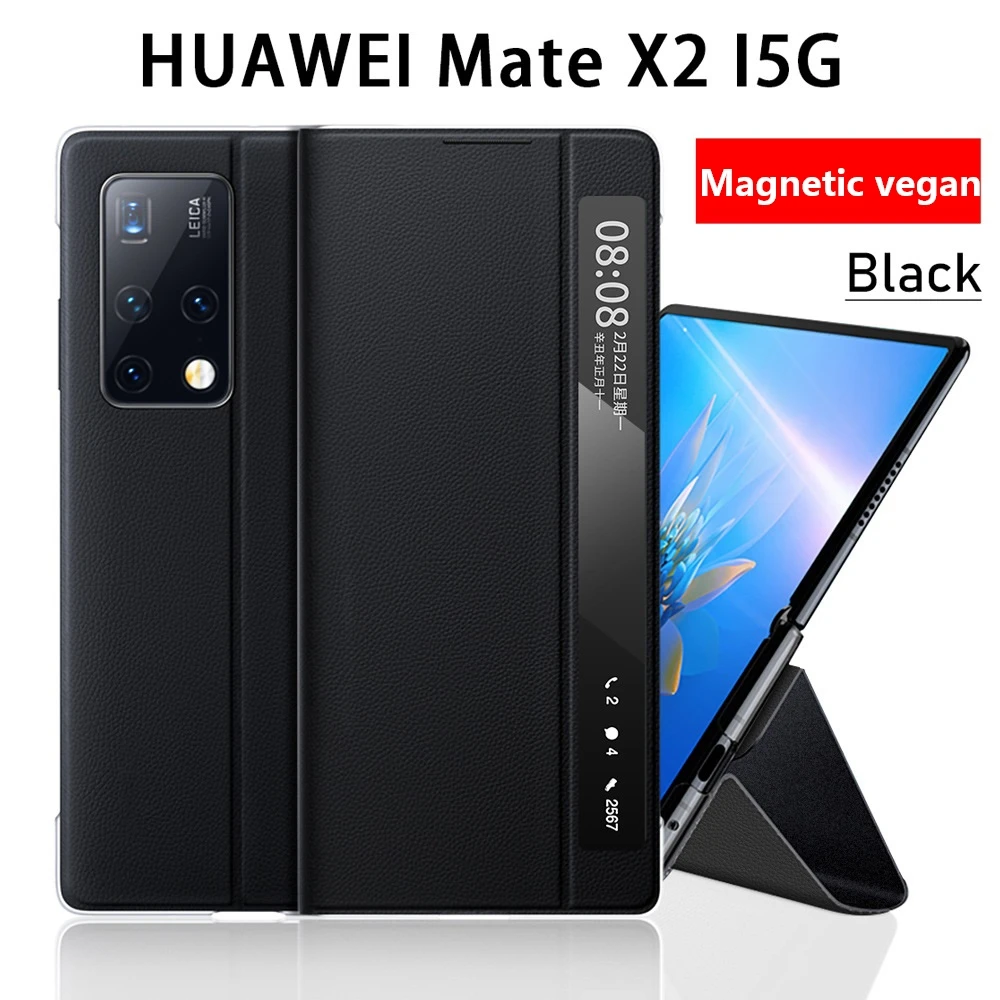 Роскошный кожаный чехол-книжка для телефона Huawei Mate X2 зеркальный чехол с