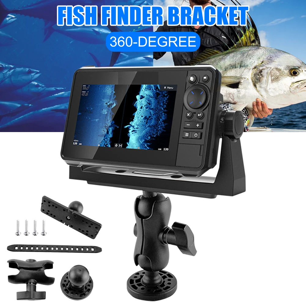 

Fish Finder Mount Bracket 360 Degree Swivel Ball Mount Marine Kayak Electronic Fish Finder Mount Base Fishfinder GPS Plate Rotat