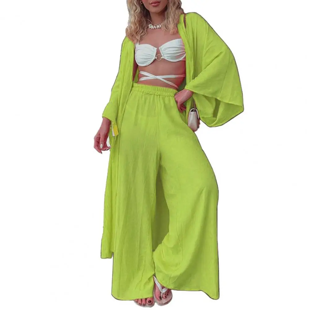 

Floor Length Stand Collar Loose Type Long Coat Women Outfit Set Garment