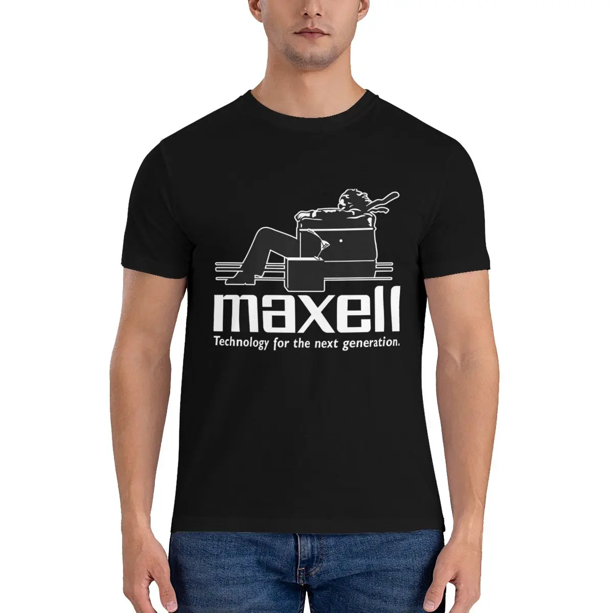 Технология Maxell выдувной логотип аудио оборудование футболка популярный тренд