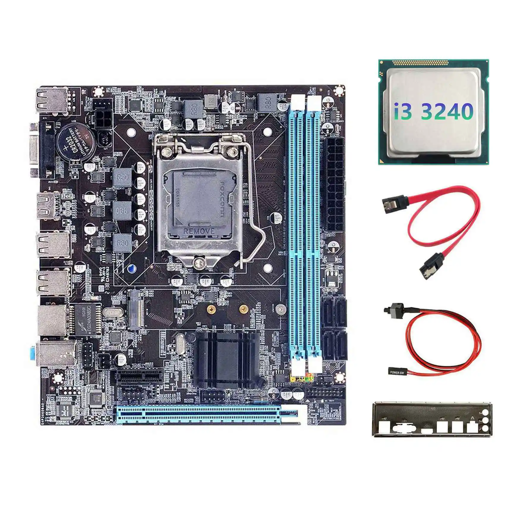 

H61 Motherboard+I3 3240 CPU+SATA Cable+Switch Cable+Baffle LGA1155 M.2 NVME DDR3 for Office for PUBG CF LOL Motherboard
