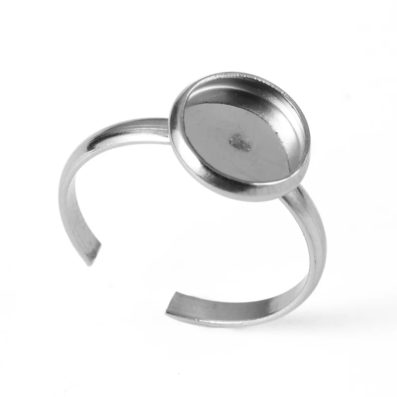 10 Pieces Ring Empty Holder Stainless Steel Inner 8mm / 10mm / 12mm Open Rings 18.5mm Wide For DIY Jewelry Making Accessories