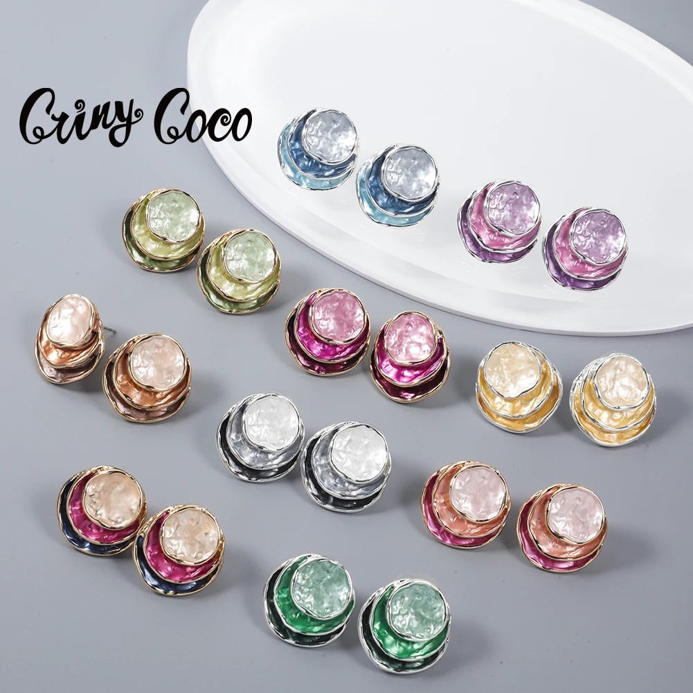 

New in Trendy Modern Women's Stud Earrings Jewelry 2023 Big Korean Fashion Round Earrings Accessories for Women Christmas Gifts