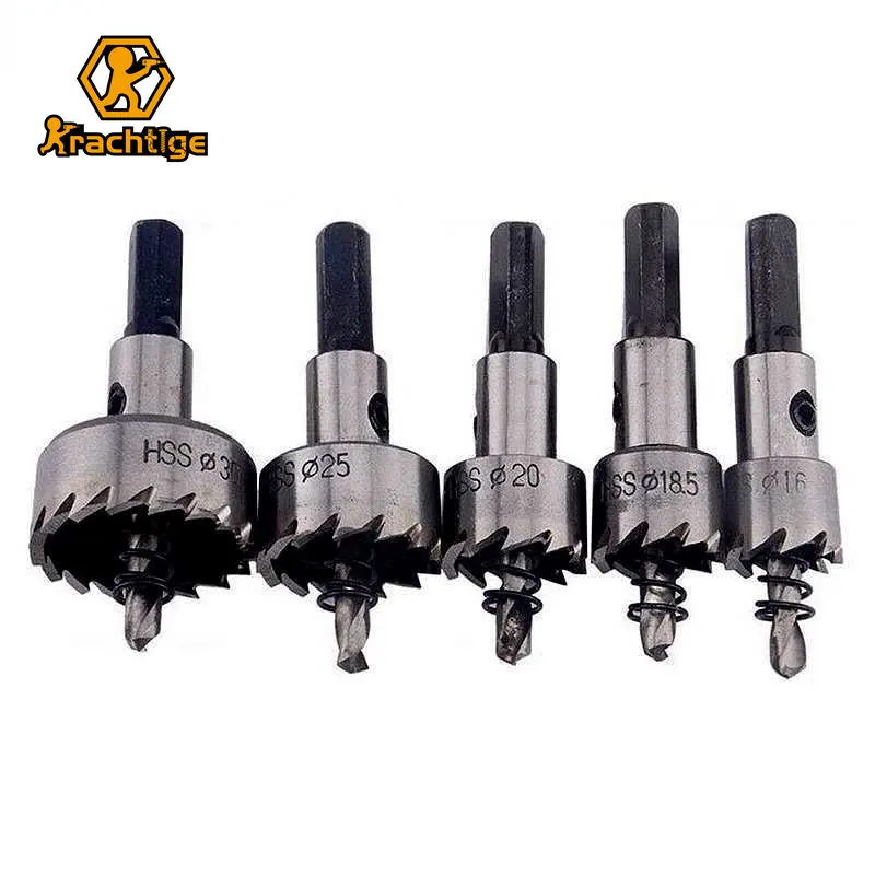 

5Pcs Carbide Tip HSS Drill Bit Saw Set Metal Wood Drilling Hole Cut Tool for Installing Locks 16/18.5/20/25/30mm Woodworking