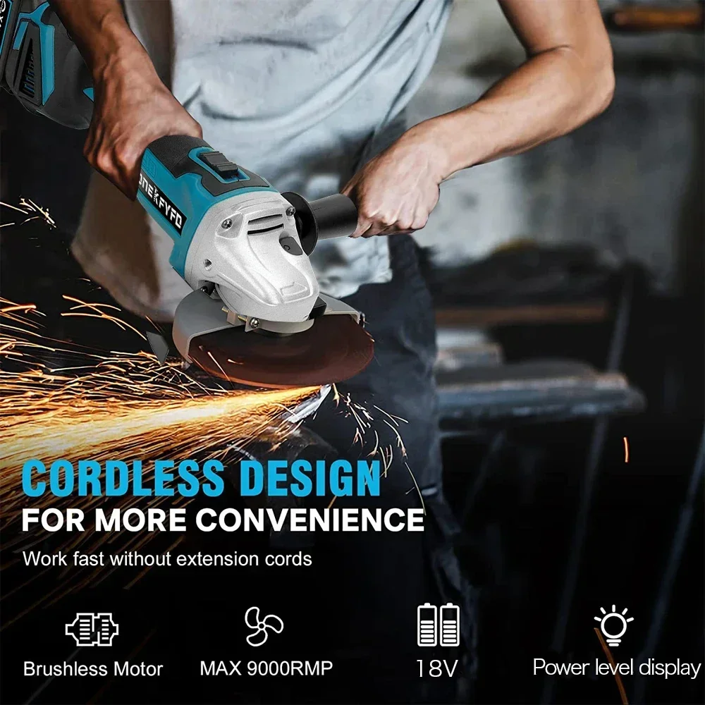 125 мм бесщеточная угловая шлифовальная машина литий-ионная батарея беспроводная