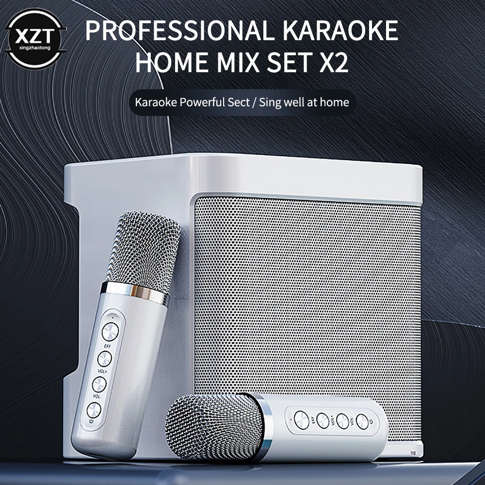 

Newest Ys-219 Karaoke Machine Speaker System With 2 Microphones Portable Wireless Bluetooth-compatible Home Tv Ktv Set Speakers