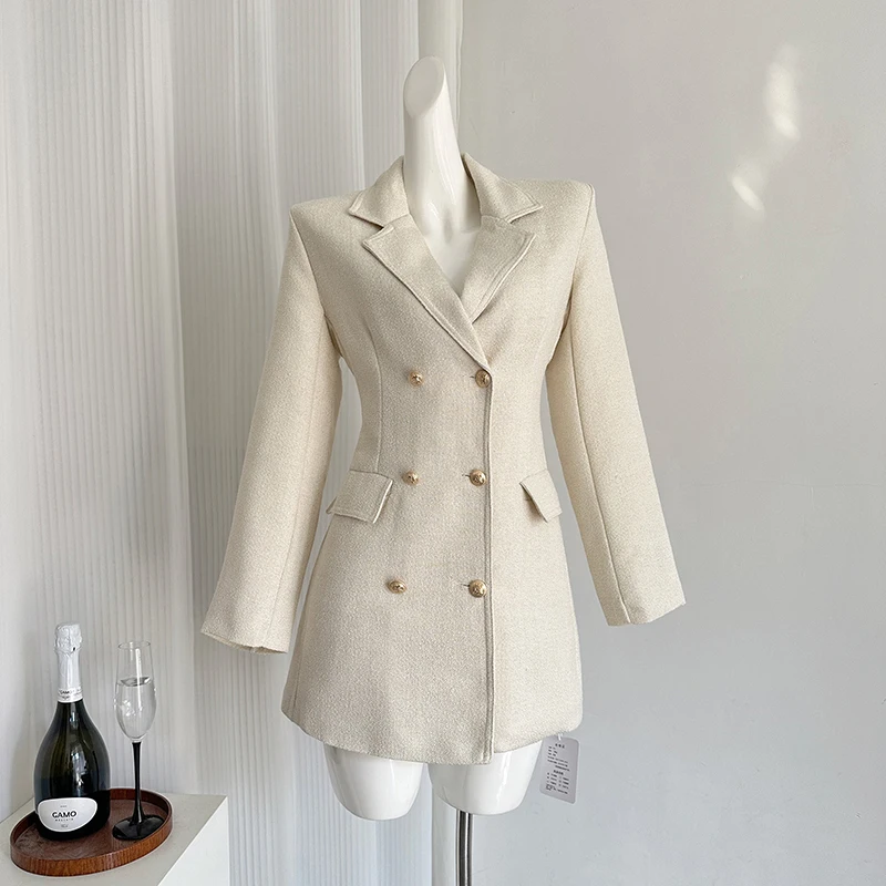 LUZHEN 2024 осенний роскошный элегантный двубортный пиджак женский модный однотонный