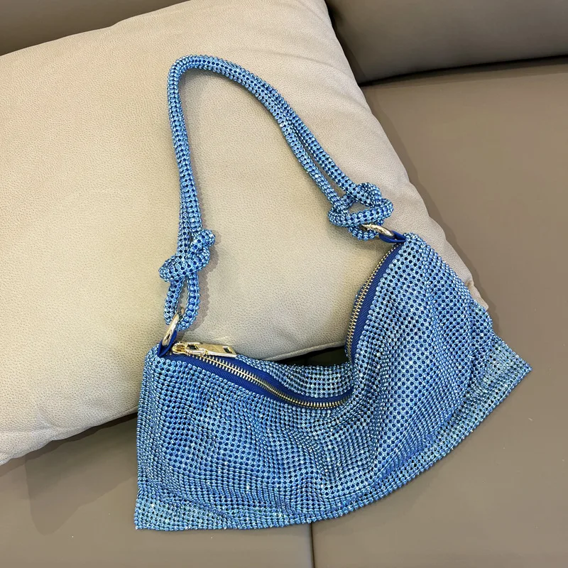 

Luxury Designer Hobo Shoulder Bag Handle Shining Rhinestones Evening Clutch Bag Purse Crystal Purses and Handbag Hobo Bags