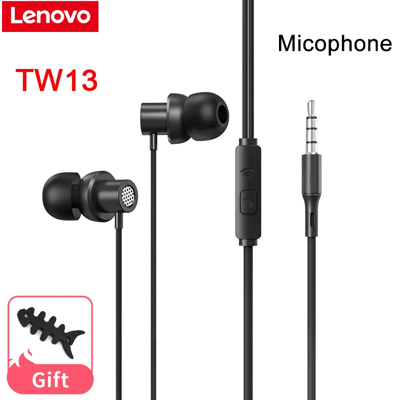 

Оригинальные проводные наушники-вкладыши Lenovo TW13, стереонаушники-вкладыши с басами и микрофоном для ПК, смартфонов, проводная гарнитура для ...