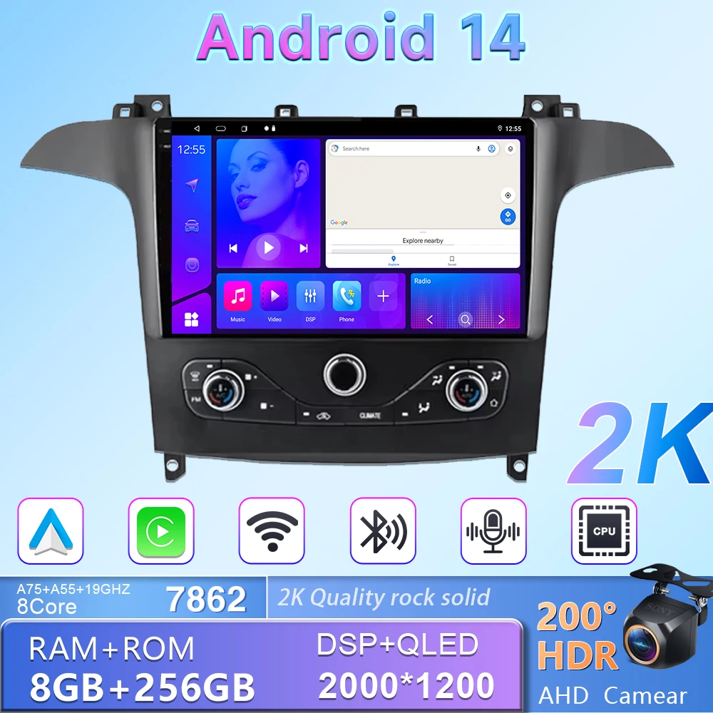 Carplay Android автомобильный радиоприемник для FORD S MAX S-MAX 2006-2015 GALAXY 2014 мультимедийный