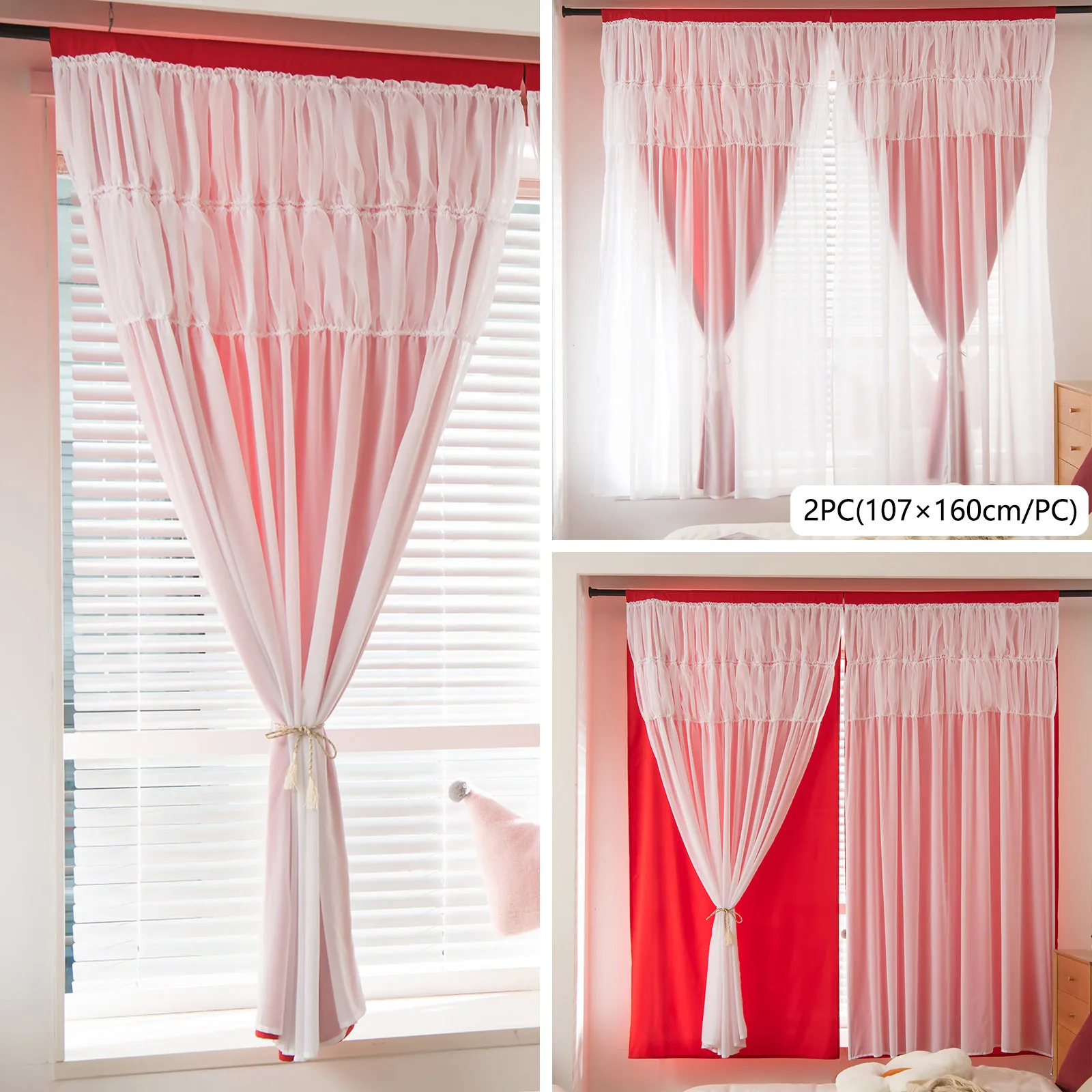 

Curtains for Bedroom White 2 Panels Home Curtains Layered Solid Plain Panels And Sheer Sheer Curtains Window Curtain Panels