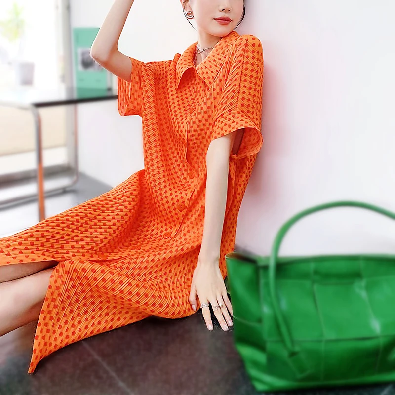 

Plus Size Fashion Women's Dress High Quality Polka Dot Loose Shirt Dresses For Women Elegant Ladies Clothes Vestidos SL068