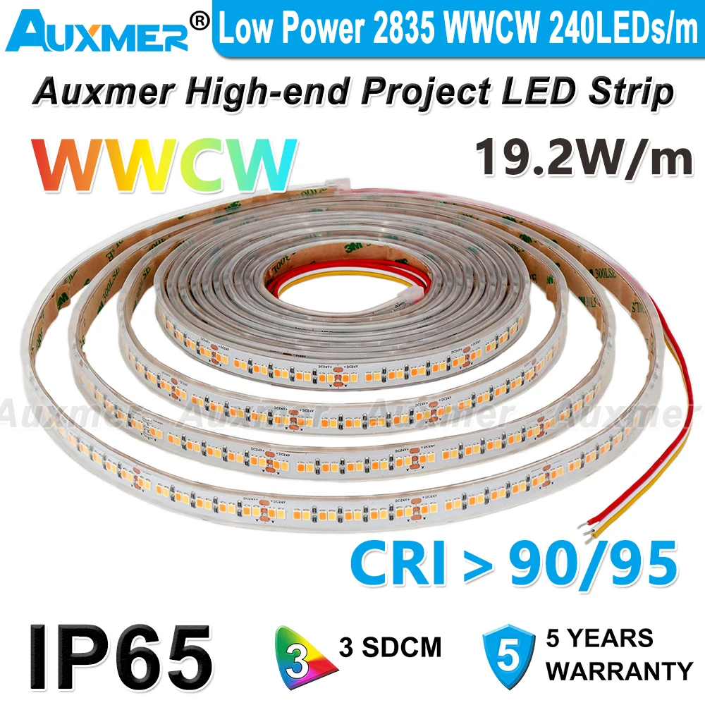 

Auxmer Светодиодная лента 2835 WWCW 240 LEDs/m 24В
