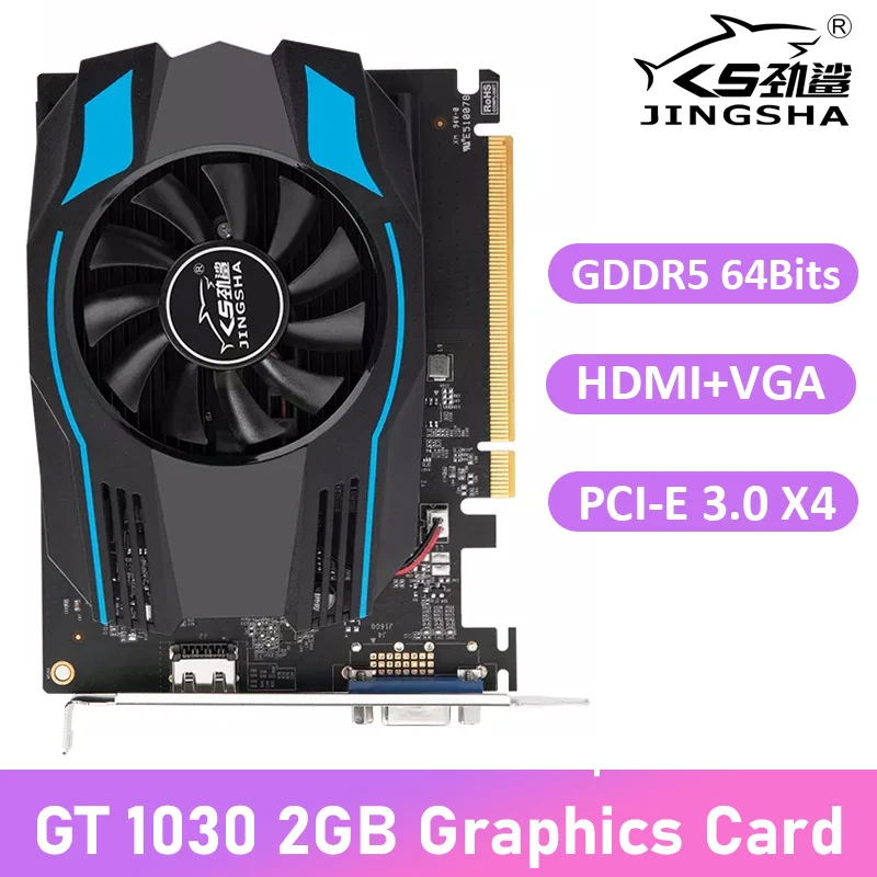 

JINGSHA NVIDIA GeForce GT 1030 2GB Graphic Card 14nm GT1030 2GB GDDR5 64Bit PCIE 3.0 X4 GPU Desktop Video Cards Gaming HDMI VGA