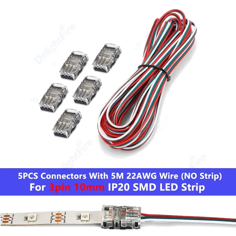 

Удлинитель светодиода 5 м с 5 шт. разъемами для ленты к проводу 2/3/4/5/6-контактный разъем для беспаечного ленты для светодиодной ленты SMD 24 В 12 В RGB