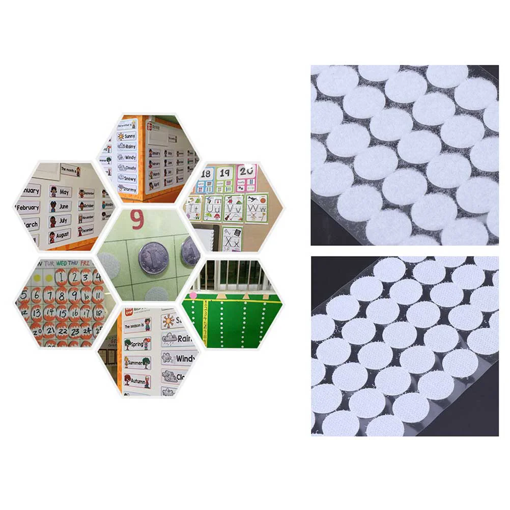 

1000 Pcs 20mm Diameter Sticky Tapes Waterproof Durable Useful Stickers Sticky Glue Fastener Tapes for Fasening Clasping