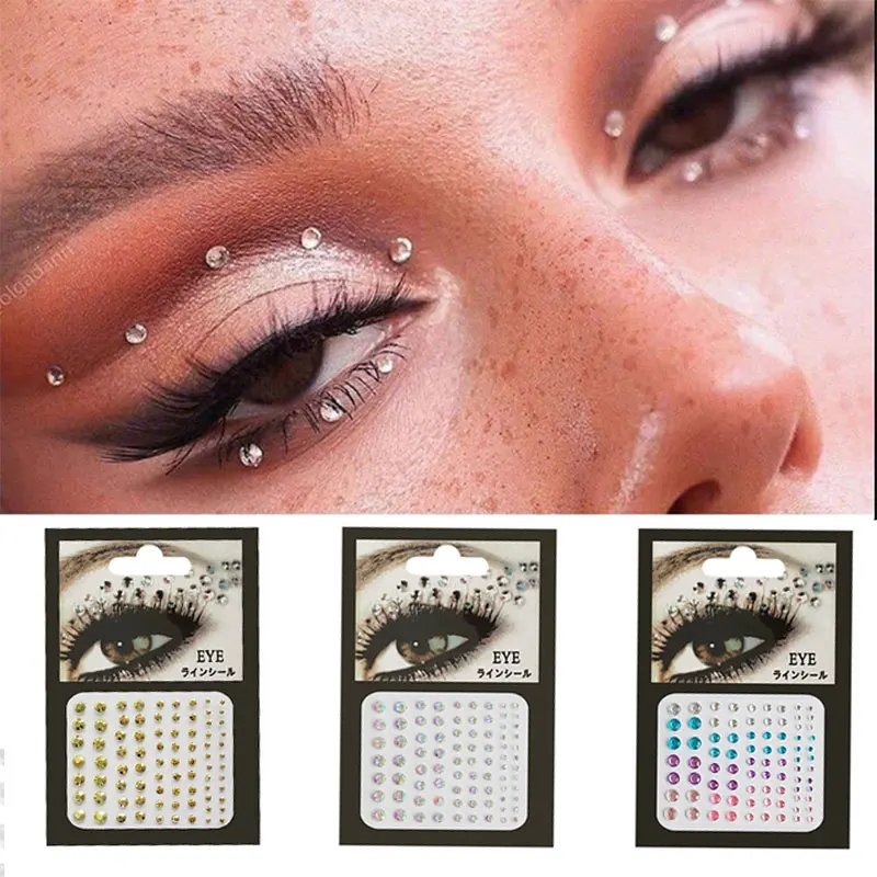 Tattoo Sticker Glitter Diamond Makeup Eyeliner Eyeshadow Face Rhinestone Sticker Jewelry Eyes Makeup Crystal Rhinestones Sticker