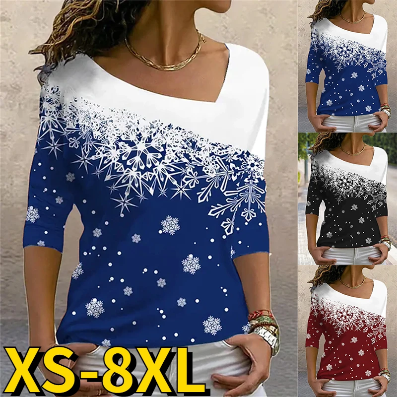 

2022 V-neck Fashion Casual Long Sleeve Autumn Winter Elegance Loose Size T-shirt Women Retro Pullover New Design Printing Top
