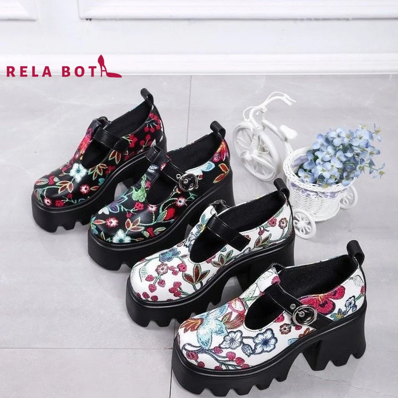 

Casual Pure Color Sticky Rubber Buckles Single Fashion Shoes Round Head Thick Heel Black Low Spot Single Shoe Large High-heeled
